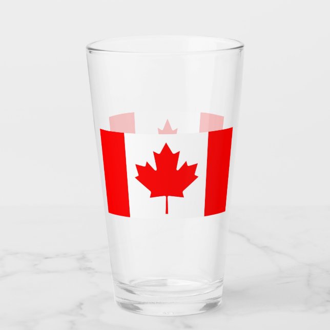 Pint Copo de vidro Patriótico com bandeira do Canadá (Frente)