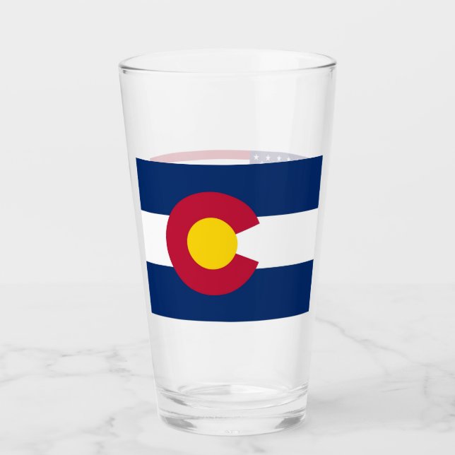 Pint Copo de vidro Patriótico com bandeira do Colorado, (Frente)