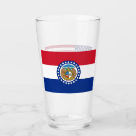 Pint Copo de vidro Patriótico com bandeira do Missouri