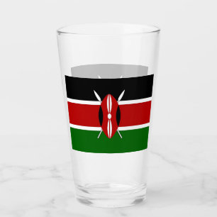 Pint Copo de vidro Patriótico com bandeira do Quênia