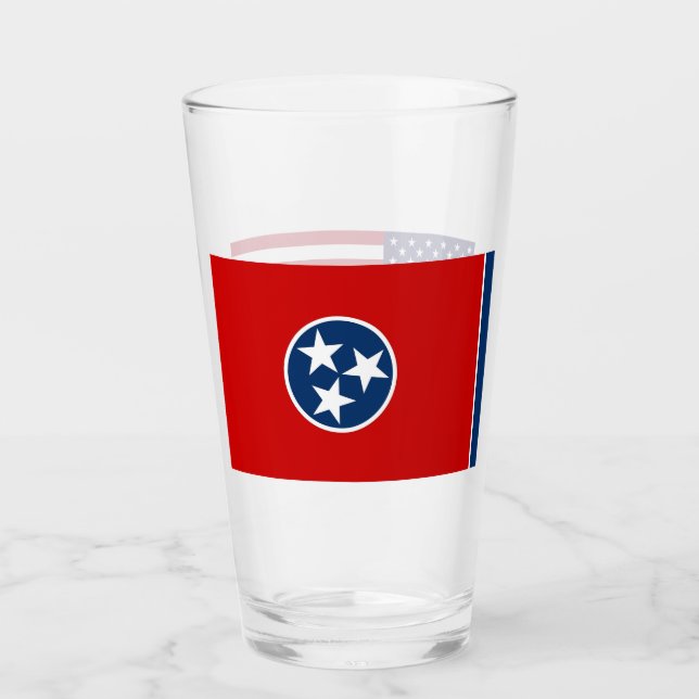 Pint Copo de vidro Patriótico com bandeira do Tennessee (Frente)