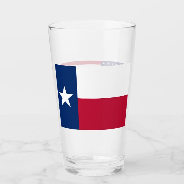 Pint Copo de vidro Patriótico com bandeira do Texas (Frente)