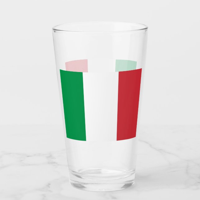 Pint Copo de vidro Patriótico com bandeira italiana (Frente)