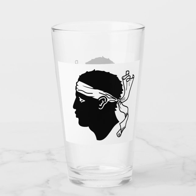 Pint Copo de vidro Patriótico com pavilhão da Córsega,  (Frente)