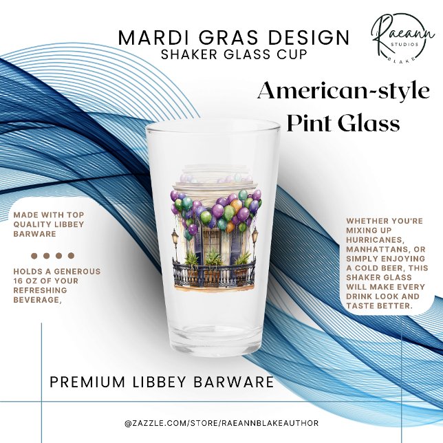 Pint Copo de Vidro Shaker com Design de Mardi Gras (Criador carregado)