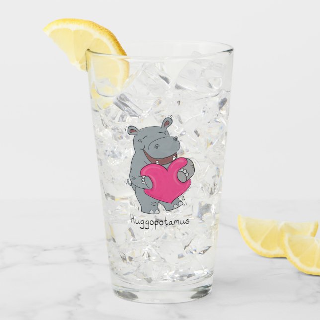 Pint Copo do vidro de Huggopotamus (Gelo frontal)