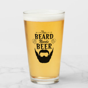 Pint Esta Barba Precisa de Uma Cerveja, Copo de Vidro