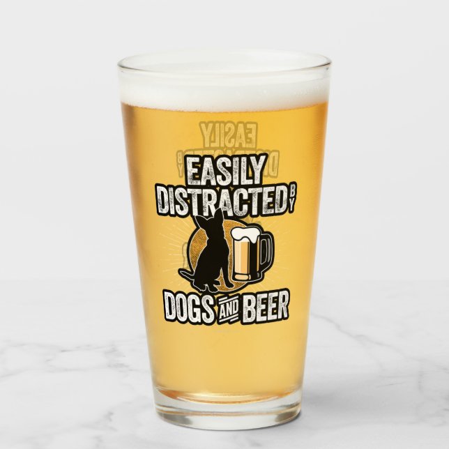 Pint Facilmente Distraído por Cães e Copo de Cerveja (Frente (Preenchido))