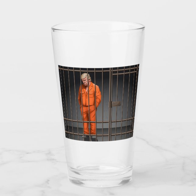 Pint Trump na prisão Copo de vidro  (Frente)