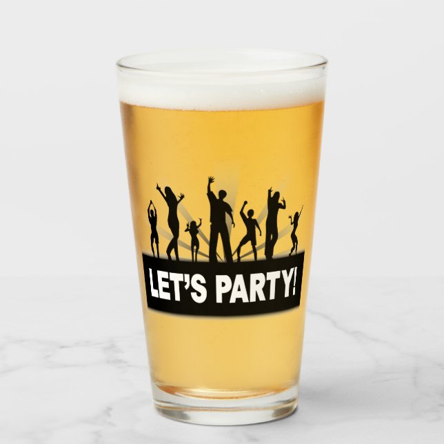 Pint Vamos Festa! Copo de vidro (Frente (Preenchido))