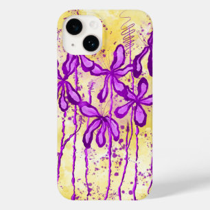 Pinta púrpura/amarela Splatter e lírios