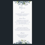 Pintado Casamento Verde Menus Dusty Blue<br><div class="desc">Menus de Casamento Verde Pintado (Dusty Blue & Green): Este cartão de cardápio de casamento mimado coordena-se perfeitamente com a nossa suíte de convite à Greenery Pintada. A cor do design é definida em azul empoeirado / cinza azul, mas você pode mudar a tonalidade / tom de cor apenas alterando...</div>