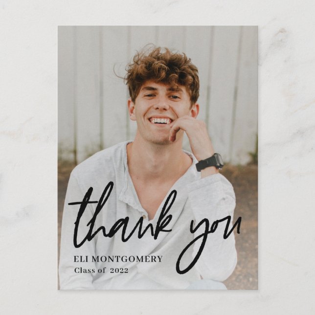 Pintado Cor Editável do Word Obrigado Cartão Posta (Frente)