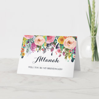 Pintado Floral Seja Meu Cartão De Saudação De Brid