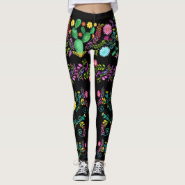 Pintado Mexicano Flores de Aquarelas Pop Leggings