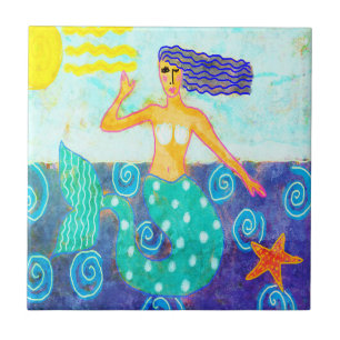 Pintagem de Abstrato de sereia e de Starfish