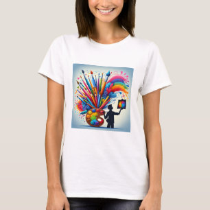 Pintar a camisa colorida arco-íris