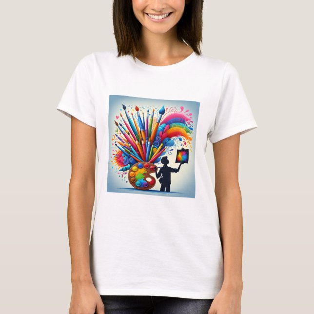 Pintar a camisa colorida arco-íris (Frente)