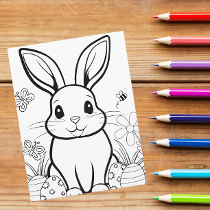 Pinte o Seu Próprio! Cartão Postal do Coelho de Pá