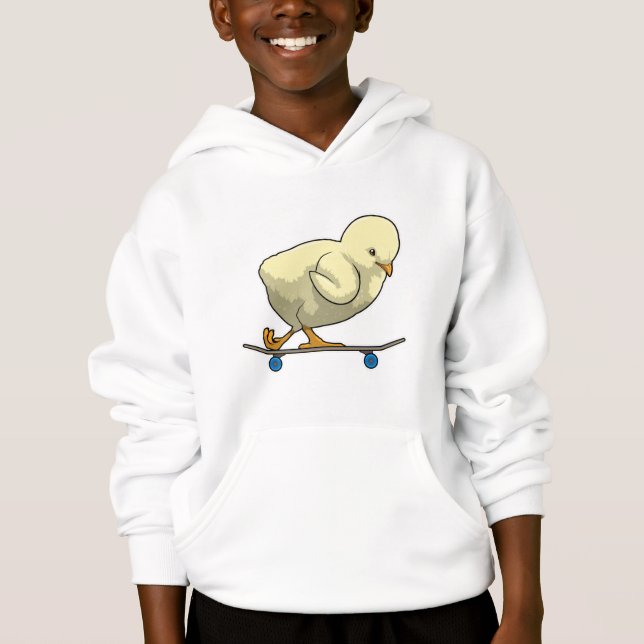 Pintinho como skater com skateboard (Frente)