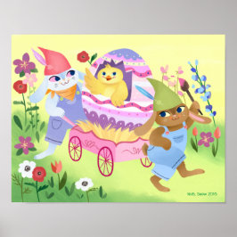 Pintinho de Bunnies de Páscoa e Arte Impressão