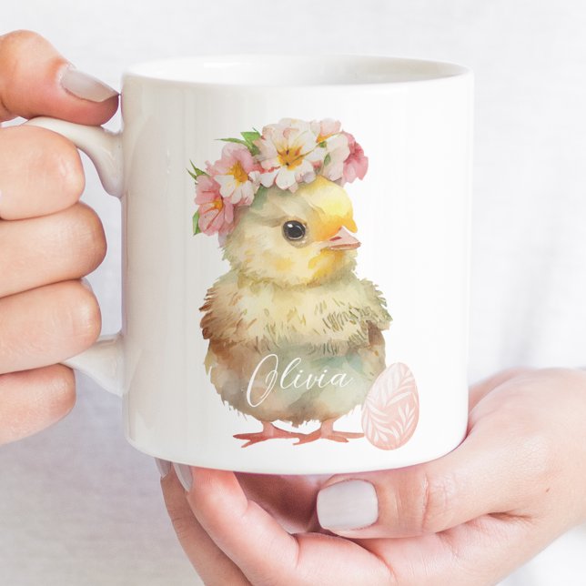 Pintinho de Páscoa de aquarela e caneca de Páscoa (Watercolor Easter Chick and Egg Easter Mug
)