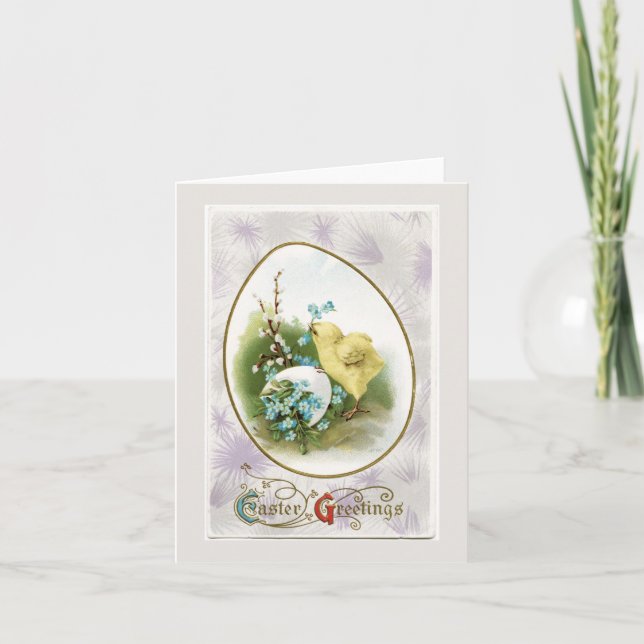 Pintinho e Cartão de Nota de Páscoa para Ovos de V (Frente)