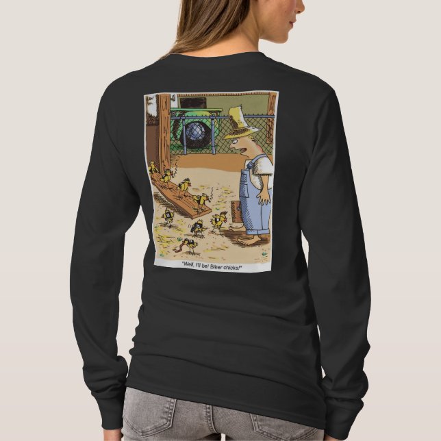 Pintinhos Biker camisa preta de manga comprida (Verso)