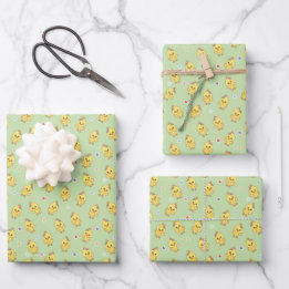 Pintinhos Caprichoso Padrão Kawaii Verde
