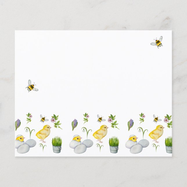 pintinhos felzs pascoa e flores de primavera (Frente)