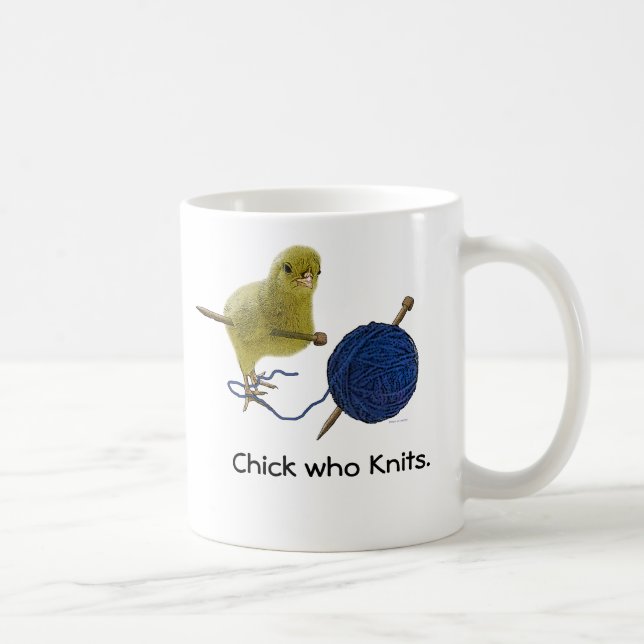 Pintinhos que fazem malha a caneca de café (Direita)
