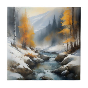 Pintor da paisagem fluvial serene snowy