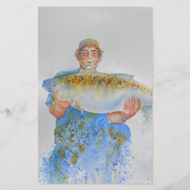 Pintor de aquarelas do pescador presente de pesca  (Frente)