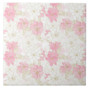 Pintor Floral Dourado e Rosa Elegante
