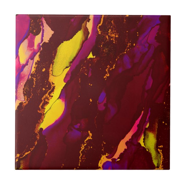 Pintura a álcool Dourada e vermelha profunda (Frente)