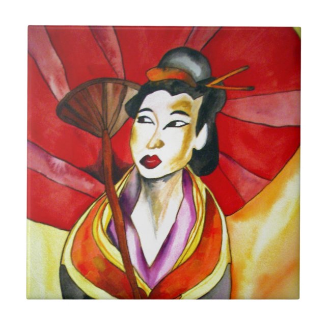 Pintura a aquarela original em Geisha (Frente)