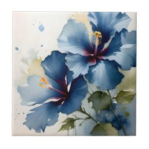 Pintura a cores bonito azul de hibisco 