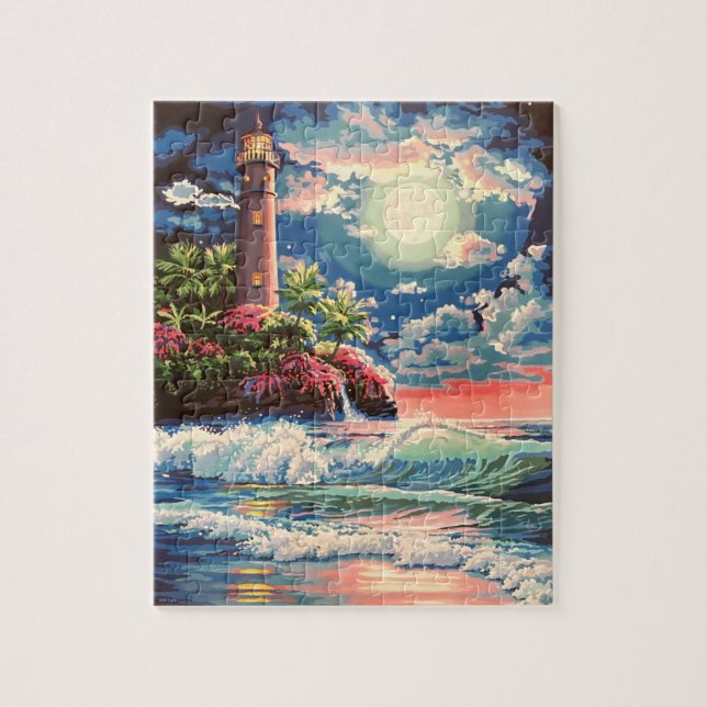 Pintura à luz do Luar Místico Quebra-cabeça de Far (Vertical)