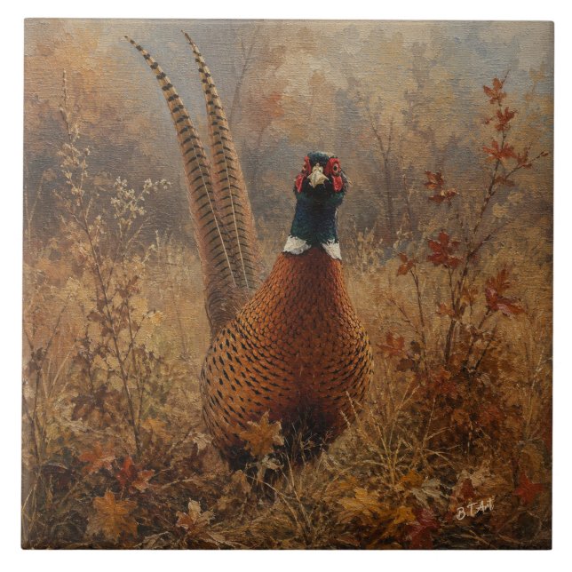 Pintura a Óleo de Faisão de Outono  (Frente)