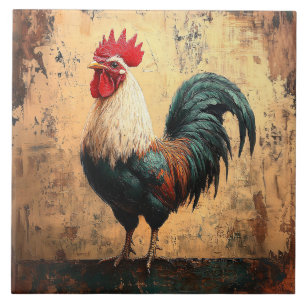 Pintura a óleo de frango Galo Ousado