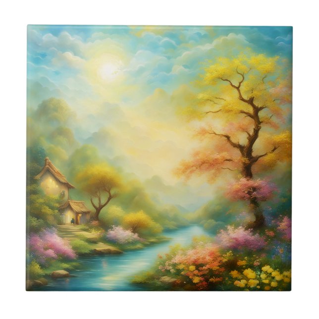 pintura a óleo de primavera e árvore (Frente)