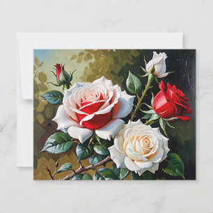 pintura a óleo de rosas vermelhas brancas bonito, 