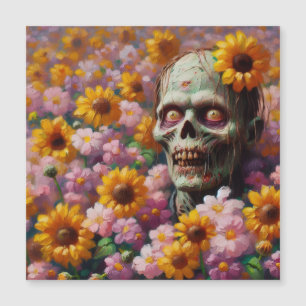 Pintura a óleo de zumbi em campo de flores de Hall