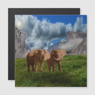 Pintura A Óleo Elefante Duo, Cartão Magnético
