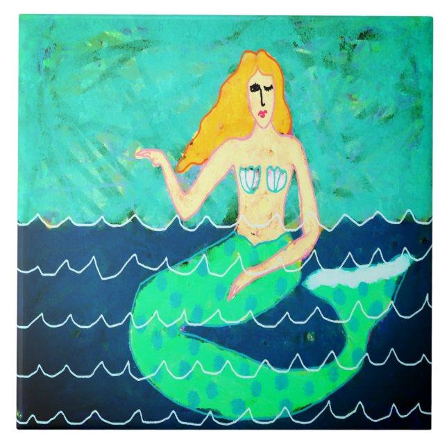 Pintura Abstrata da Sereia Verde  (Frente)