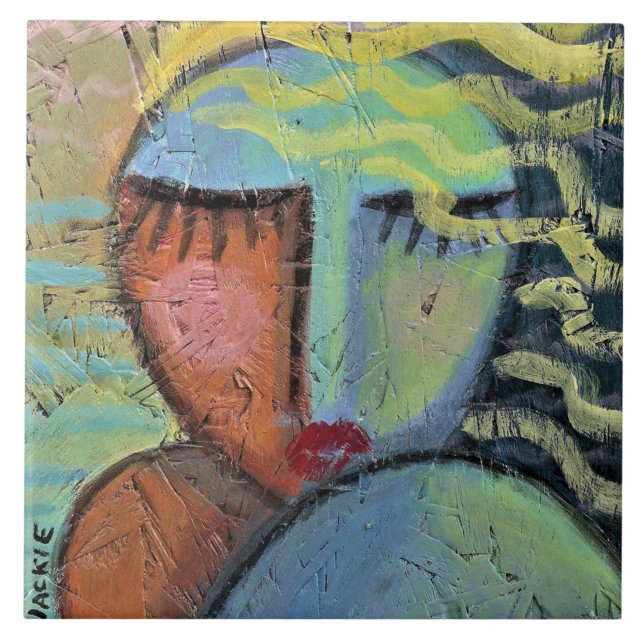 Pintura Abstrata de Cabelo de Praia em Placa de OS (Frente)