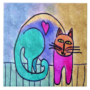 Pintura Abstrata de Gato Amor de Gatinho