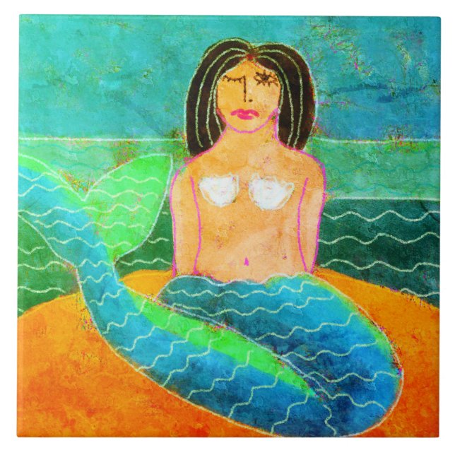 Pintura Abstrata de Sereia Funky (Frente)