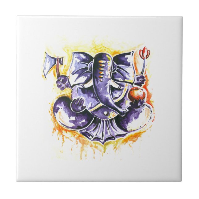Pintura abstrata Handmade do senhor Ganesha (Frente)