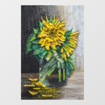 Pintura Acrílica de Natureza-Morta de Girassóis